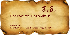 Borkovits Balabán névjegykártya